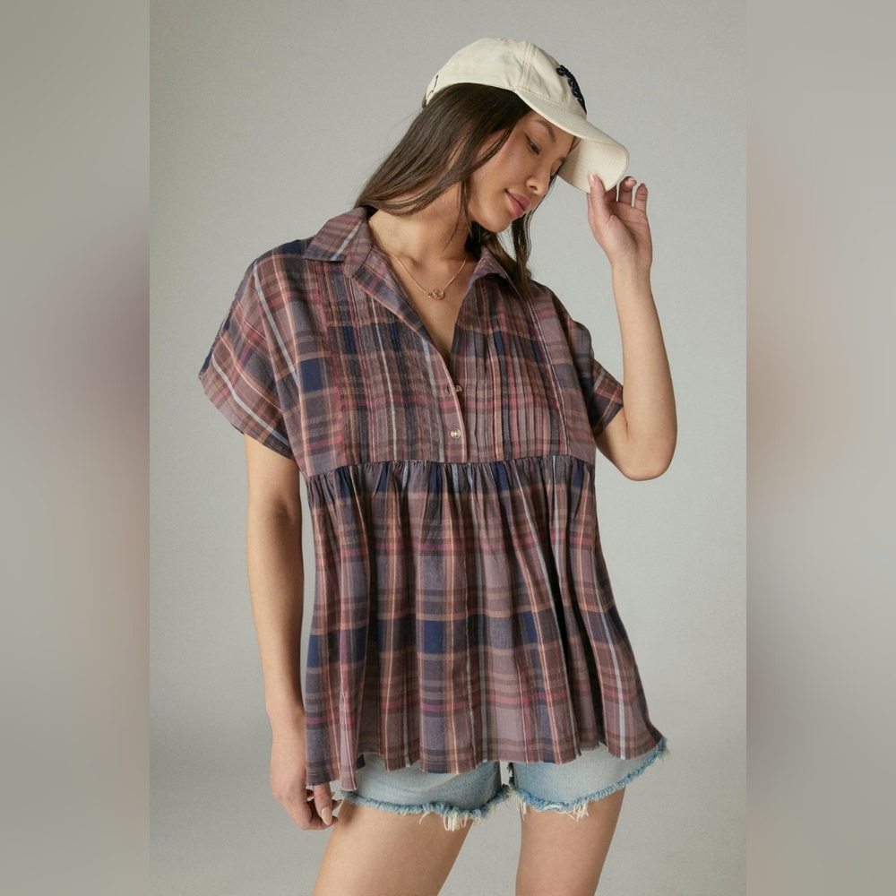 Lucky Brand Short Sleeve Babydoll Tunic Shirt